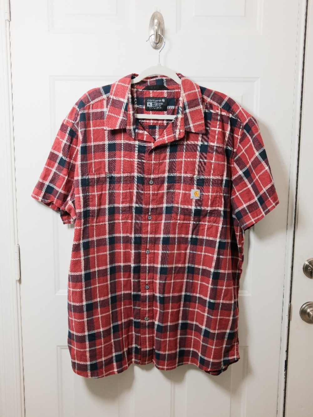 Carhartt Men's Plaid Button-Up Shirt Size 2XL Red/Blue Pre-Owned